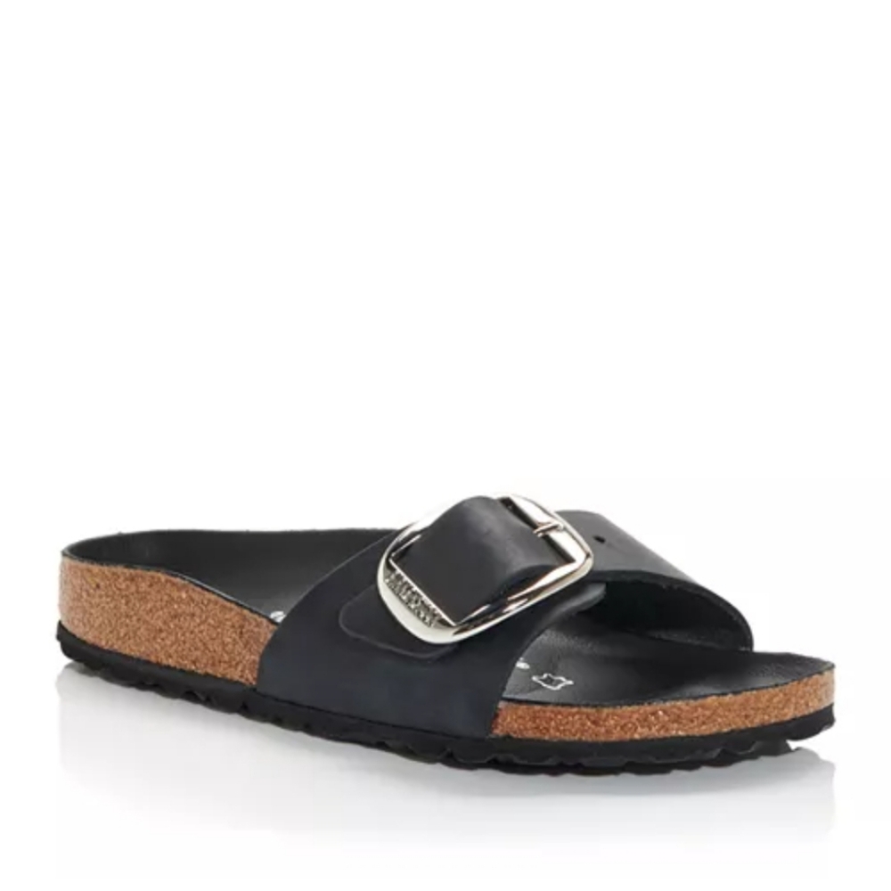 Birkenstock Dark Slide Sandals with Big Buckle